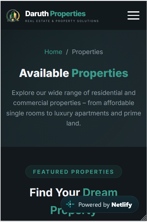 Daruth Properties website built by OneStackDA